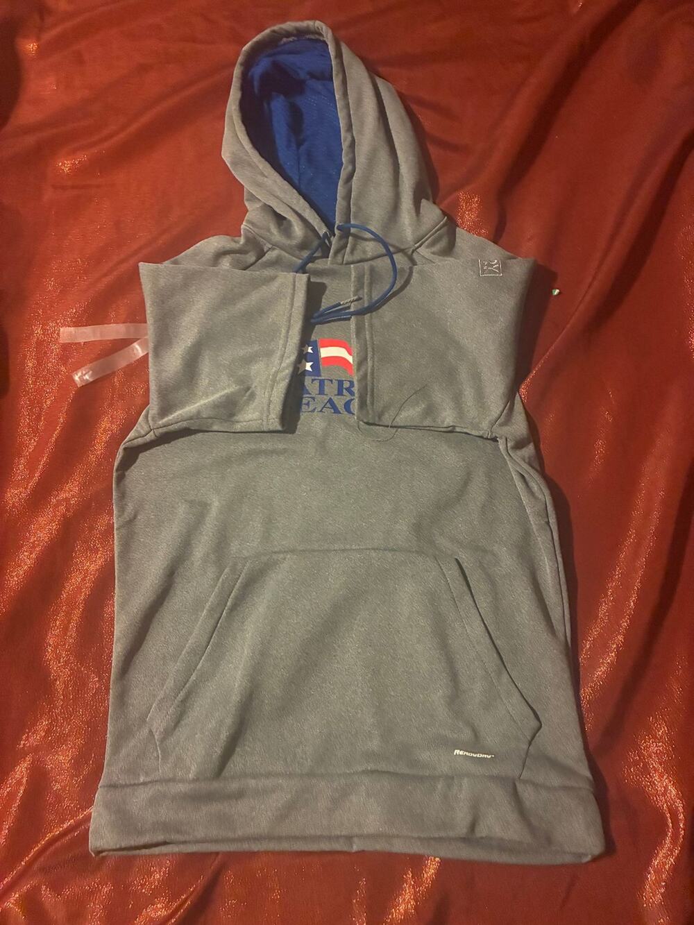 Ready Nutrition Hoodie Mens S Gray Blue Lined Pullover Hooded Sweatshirt